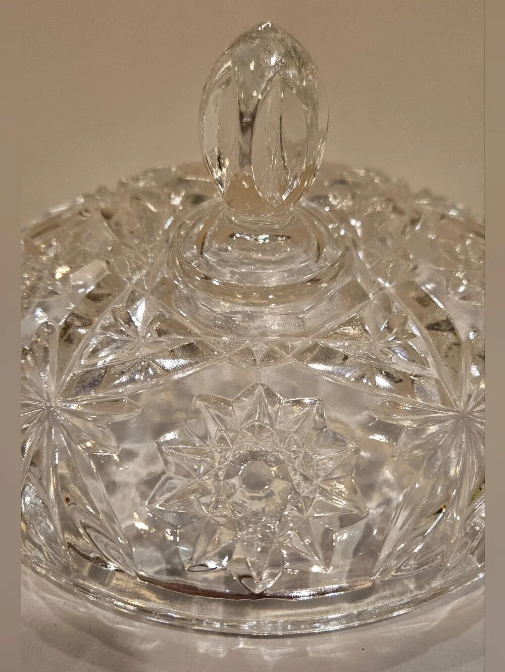 Vintage Anchor Hocking Star Of David Crystal Clear Covered Candy Dish